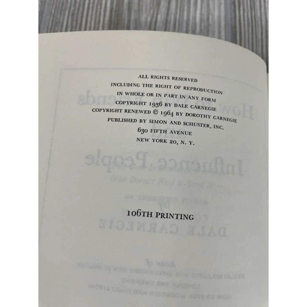 How to Win Friends and Influence People Lot Dale Carnegie 106th Print 55th Print